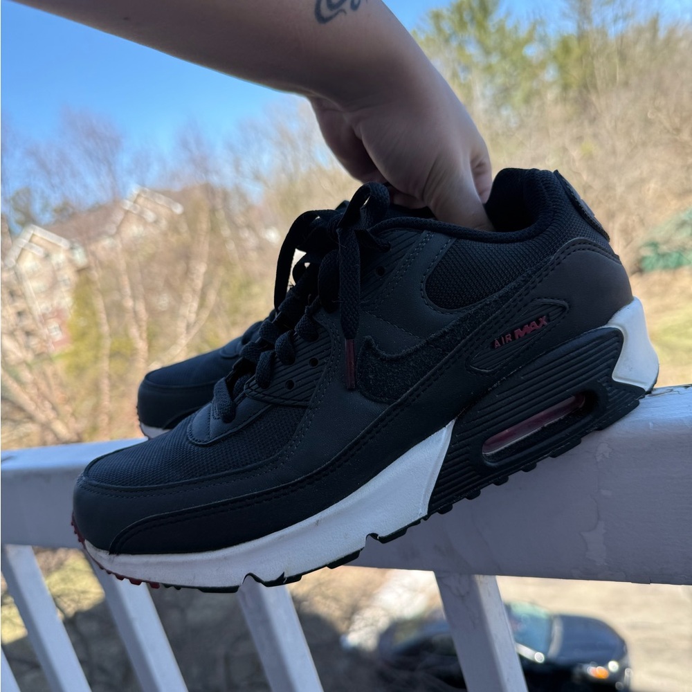 Nike Black Sneakers with White Midsole and Maroon Accents